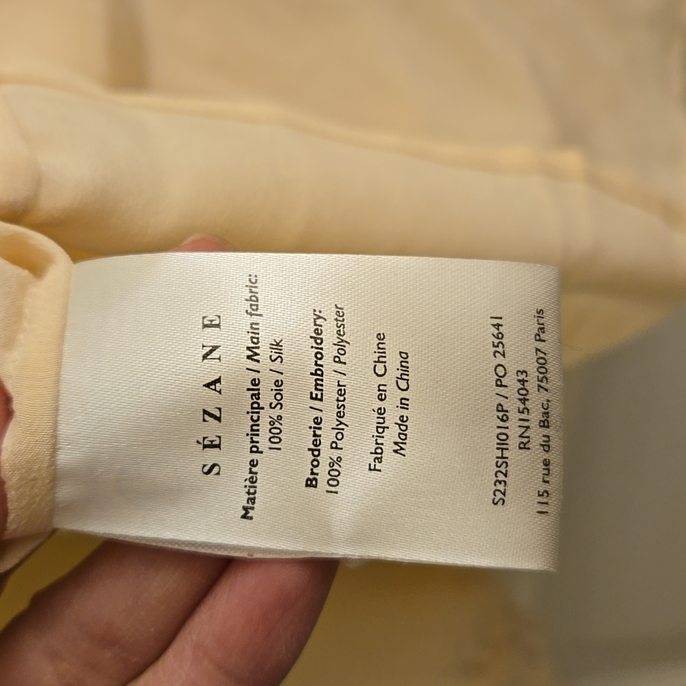 Sezane Vito Rosey Beige 100% Silk Shirt - Picture 12 of 14
